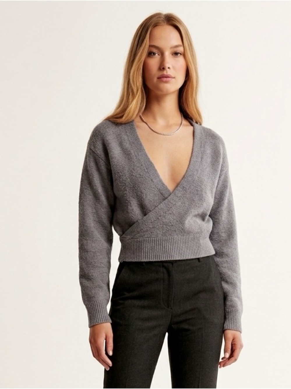 SKIMS Textured Knit Wrap Sweater Cardigan Dark Heather Grey Size S/M NWT